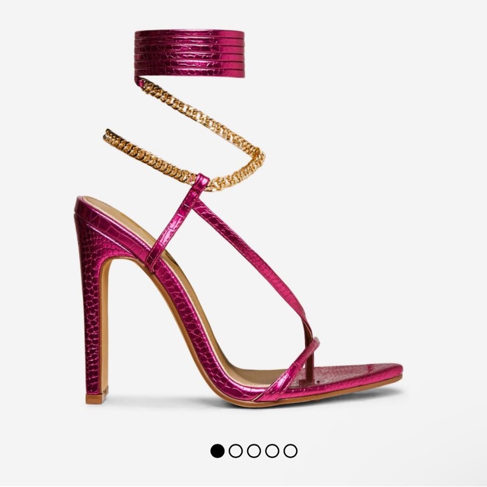 Vibez Lace Up Chain Strap Pointed Toe Stiletto He… - image 2